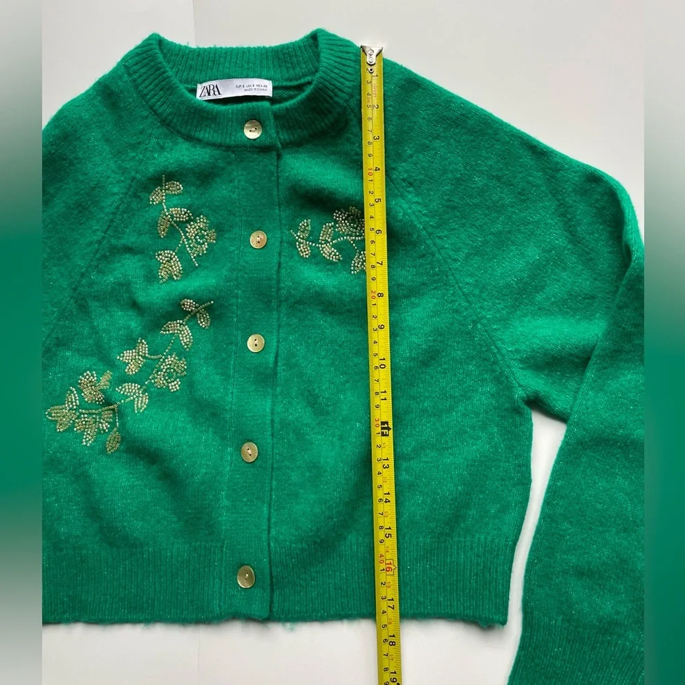 Zara Green Floral Embroidered Cardigan - Picture 9 of 10